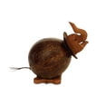 thumbnail image 3 of Unique Handmade Coconut Shell Wood Elephant Coin Piggy Bank Handcrafted Wooden Rustic Hand Carved Keepsake Saving Money Adorable Kids Room Decor Gift, 3 of 5