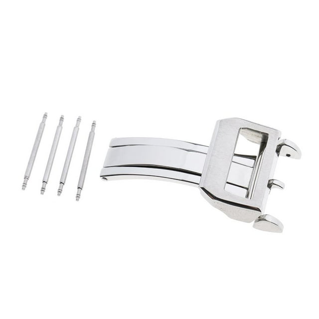 Polished/Brushed Metal Push Button Butterfly Deployment Clasp For Metal Leather Strap - 20mm