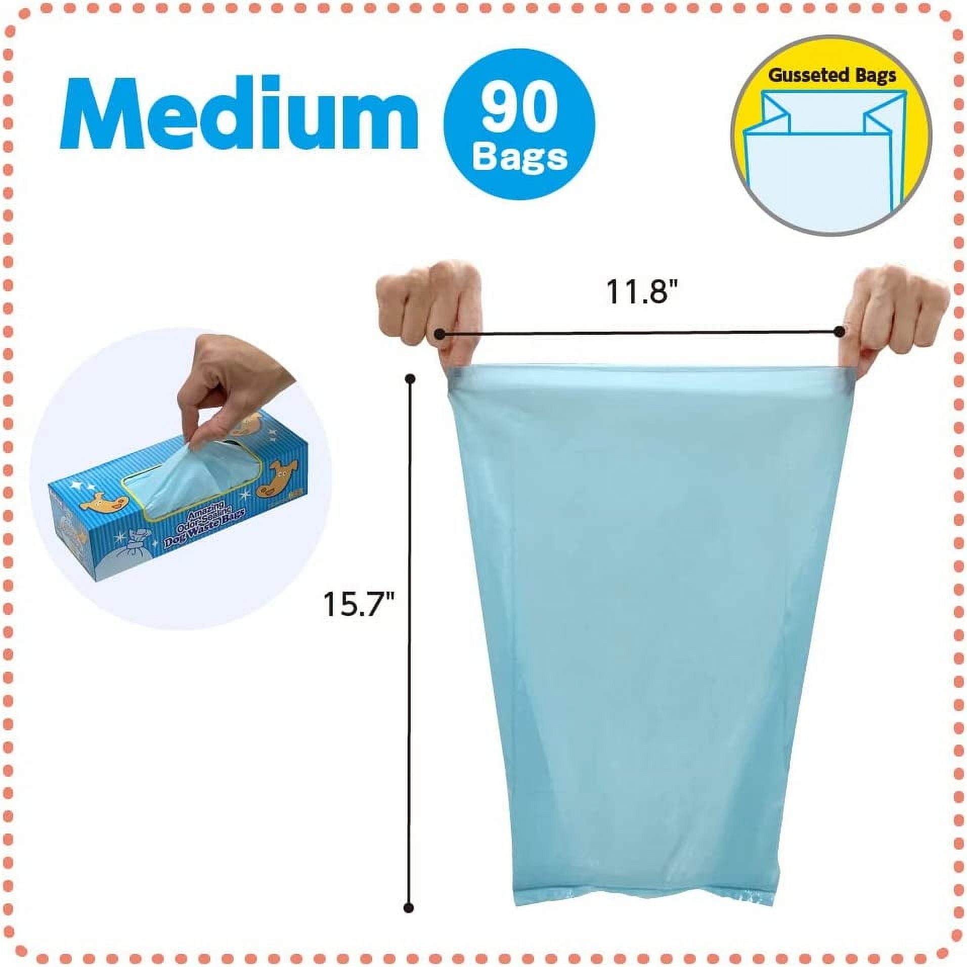 Amazing Odor Sealing Dog Poop Bags - Durable and Unscented [Size: M, Color: Light Blue] (90 Count, Pack of 1) (90 Bags)