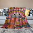 thumbnail image 2 of JEUXUS Cartoon Hippie Rainbow Throw Blanket 70s Groovy Retro Daisy Blanket for Kids Boys Girls Colorful Roller Skates Mirrorball Flannel Blanket for Party Couch Chairs, 2 of 6