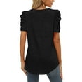 thumbnail image 7 of USSUMA Solid Color Comfy T-Shirts for Women Trendy Short Sleeve Cute Puff Sleeve Dressy Blouse Casual Tops Summer V Neck Women's Tunics Plus Size Shirt 2022, 7 of 7