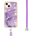 thumbnail image 3 of iPhone 13 Case, iPhone 13 Case Marble, Allytech Marble Serious Ultra Thin Soft TPU Rubber Drop Protection Shock-Absorbing Anti-scratch Lanyard Case Cover for Apple iPhone 13 6.1",Purple, 3 of 4