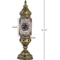 thumbnail image 3 of Turkish Cylinder Table Lamp Mosaic Glass Accent Boho Lamps Moroccan Lantern Red Purple Star, 3 of 7