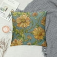 thumbnail image 2 of COMIO  Floral Throw Pillow Cushion Case, Continuous Pattern with Cartoonish Calendula Flowers, Decorative Square Accent Pillow Cover,  Pale Teal Orange, 2 of 5