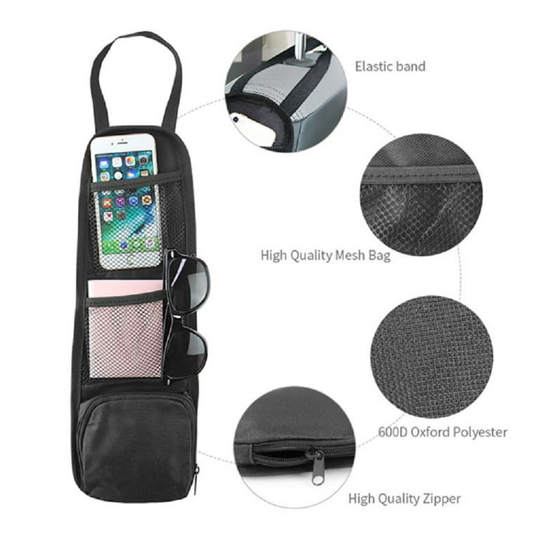 Tika 1-Pack Car Seat Side Back Storage Organizer - Multi-Pocket Mesh Hanging Bag for Efficient In-Car Organization, Perfect for Phones, Drinks, and More in