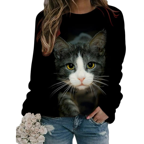Moda mujer primavera Animal impreso manga larga cuello redondo Casual Tee Tops blusa Pompotops FGAJ604
