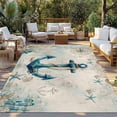 thumbnail image 2 of Teal Anchors Coastal Outdoor Rug for Patio/Deck/Porch, Non-Slip Large Area Rug 5 x 7 Ft, Vintage Summer Beach Nautical Indoor Outdoor Rugs Washable Area Rugs, Reversible Camping Rug Carpet Runner, 2 of 8