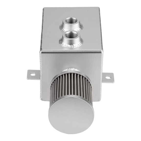 YIUIY 2L Oil Catch Can Tank with 10AN Breather Drain Tap Baffled Reservoir Tank Sliver