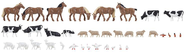 Cow Horse Lot 20pcs  Ho scale animals 1:87 for Model train layout New 