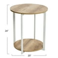 thumbnail image 2 of Household Essentials Jamestown Round Side End Table with Storage Shelf Coastal Oak Rustic Wood Grain and White Metal, 2 of 8