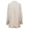 thumbnail image 7 of QHFBli 2 Piece Linen Set for Women Summer Beach Outfits Long Sleeve Button Down Shirts and Shorts Casual Loungewear Set, 7 of 7