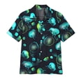 thumbnail image 5 of Camisetas de verano a la moda para hombre, con estampado 3D de medusas hawaianas, cómodas, informales, con botones, de manga corta, para playa, de gran tamaño, 5 of 5