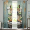 thumbnail image 2 of Bathroom Frog Sheer Curtains 84 Inches Long 2 Panels Set, Window Sheer Curtains for Living Room/Bedroom, Toilet Animals Vintage Light Filtering Rod Pocket Curtain 52'' x 84'' x 2, 2 of 7