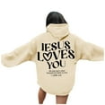 thumbnail image 6 of Jesus Loves You Hoodie Christian Sweatshirts for Women Long Sleeve Jesus Hoodies Bible Verse Sweatshirts Oversized Religious Sayings Pullover Hoodies Khaki M, 6 of 6
