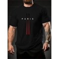 thumbnail image 1 of Camiseta informal de cuello redondo para hombre con dibujo de París, poliéster, ligeramente elástica, corte regular, verano, adulto, tejido de punto, MBDMBD, camisetas informales, 1 of 6