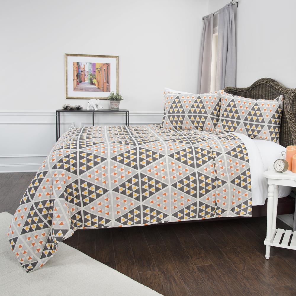 Rizzy Home Maddux Place Tommy Geometric 2 Piece Quilt Set, Twin X-Large, Orange