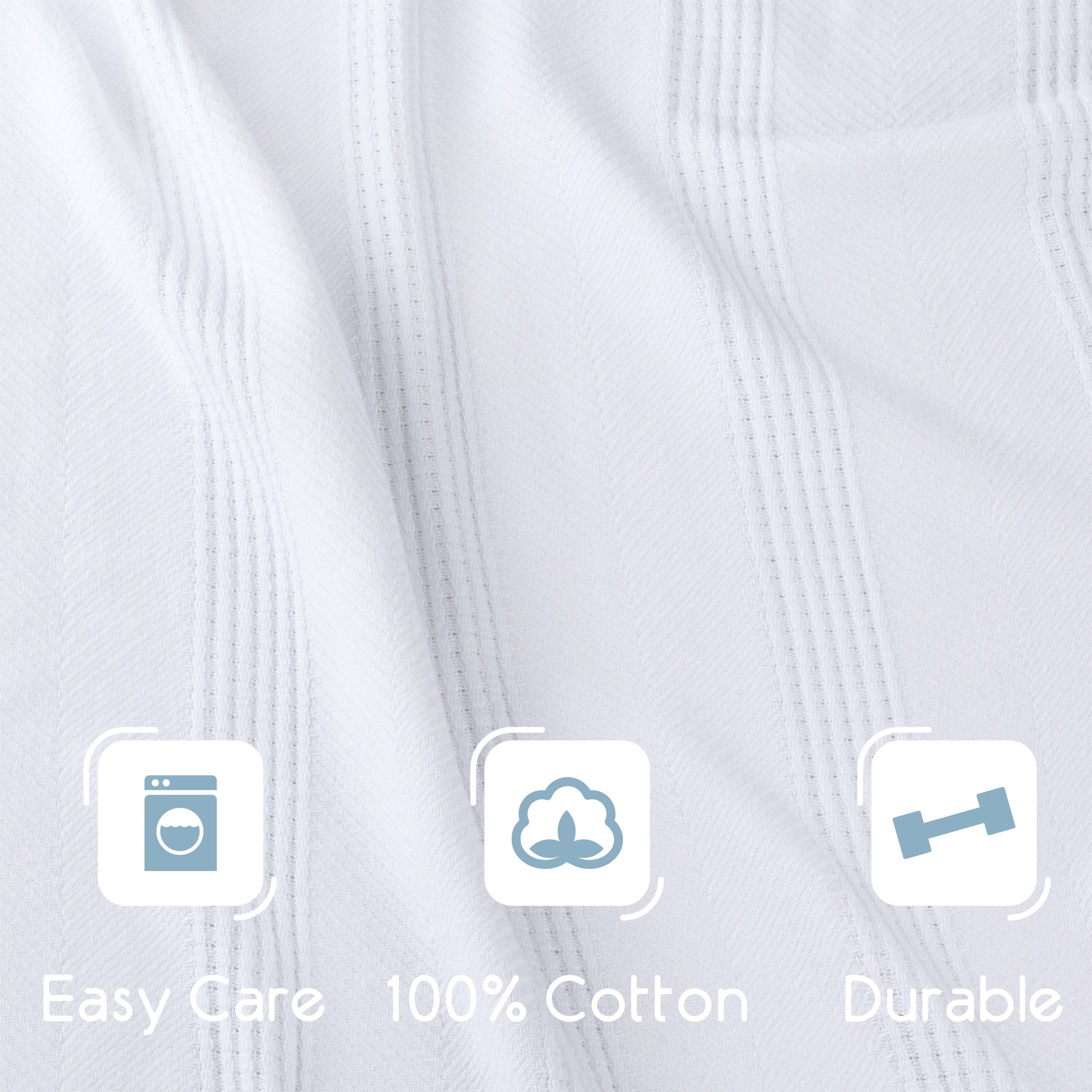Lightweight Breathable 100% Cotton Knit Blanket – All-Season Bed Blanket – Twin Size – White