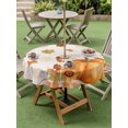 thumbnail image 3 of Outdoor Tablecloth with Umbrella Hole and Zipper, Fall Round Table Cloth 54 Inch Waterproof Tablecloth, Orange Pumpkins Thanksgiving Maple Leaf Sunflower Plaid Picnic Table Cover for Patio Camping, 3 of 7