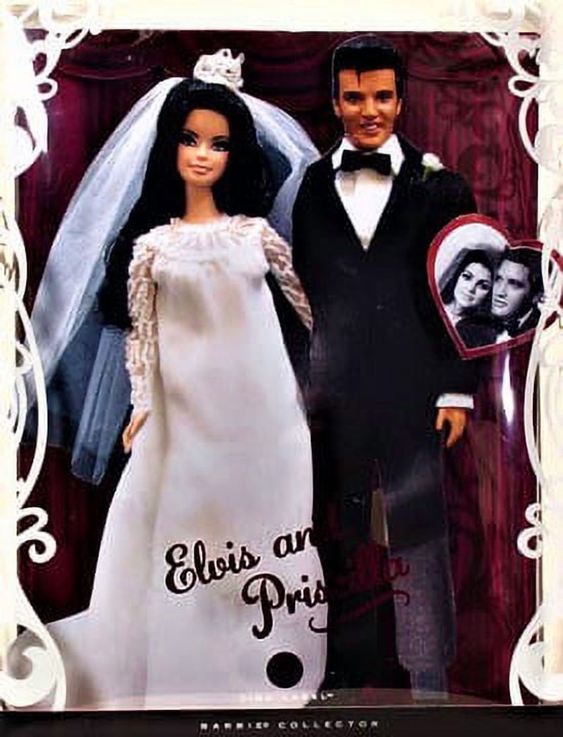 Elvis and Priscilla Barbie Doll and Elvis Wedding Day Gift Set Pink Label 2008