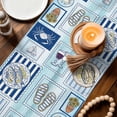 thumbnail image 3 of Summer Ocean Table Runner 70 Inches, Blue Coastal Fish Food Wine Crab Sailboat Bed Runner Dresser Scarves Tabletop for Indoor Outdoor Parties/Ceremony/Banquet, 13" x 70", 3 of 9