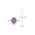thumbnail image 3 of 1.61 Carat (Ctw) Amethyst and Lab Created White Sapphire Halo Ring 10K Rose Pink Gold for Women, 3 of 6