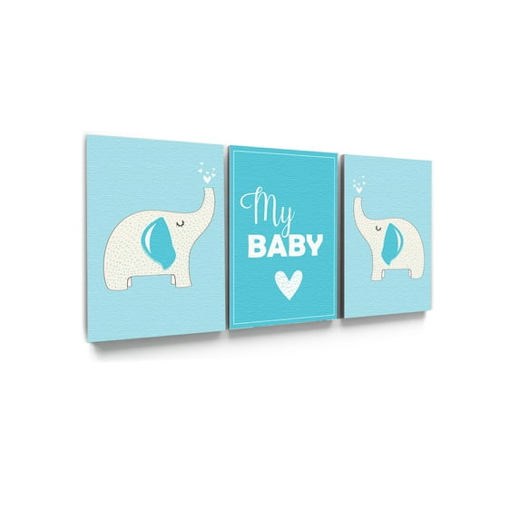 Awkward Styles Blue Canvas Art Decor My Baby Kids Room Wall Art Decor Kids Room Funny Elephant Art for Kids Animal Art My Baby Canvas Newborn Baby Room Canvas Wall Decor Mother Quotes Canvas Art
