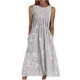 thumbnail image 2 of SMihono Robe Bohème d'Été pour Femmes Grande Taille Mode Robe Sans Manches à Col en V Décontractée à Imprimé avec Poches pour Femmes Printemps Été, 2 of 6