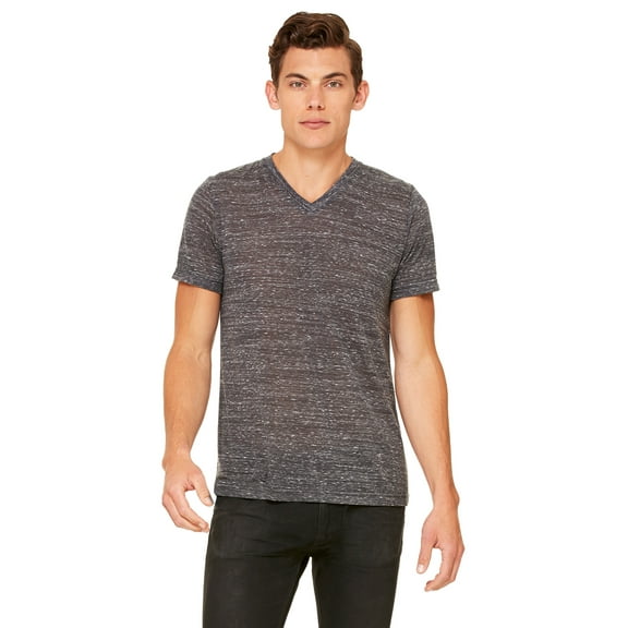 Bella   Canvas Unisex Jersey Short Sleeve V-Neck Tee , 3655C , Charcoal Marble , Medium