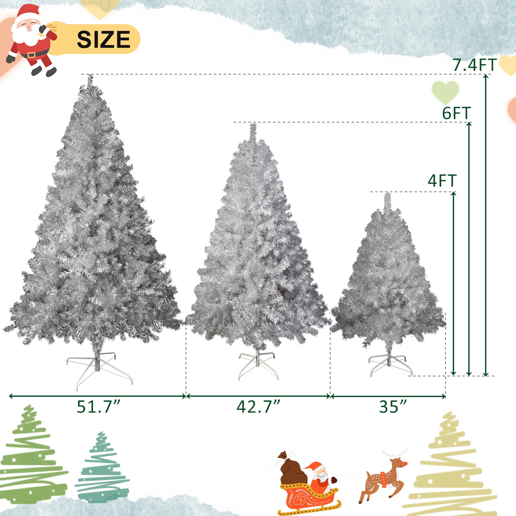 Astoutdoor 6 ft Pre-Lit Artificial Christmas Tree, Hinged Full Tree with Metal Stand, 800 Branch Tips, 300 LED Lights, 11 Lighting Modes, Indoor and Outdoor Holiday Decoration