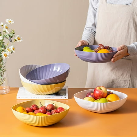 

Meizhencang Round Fruit Tray Clear Texture PP Parties Table Snack Bowl for Home