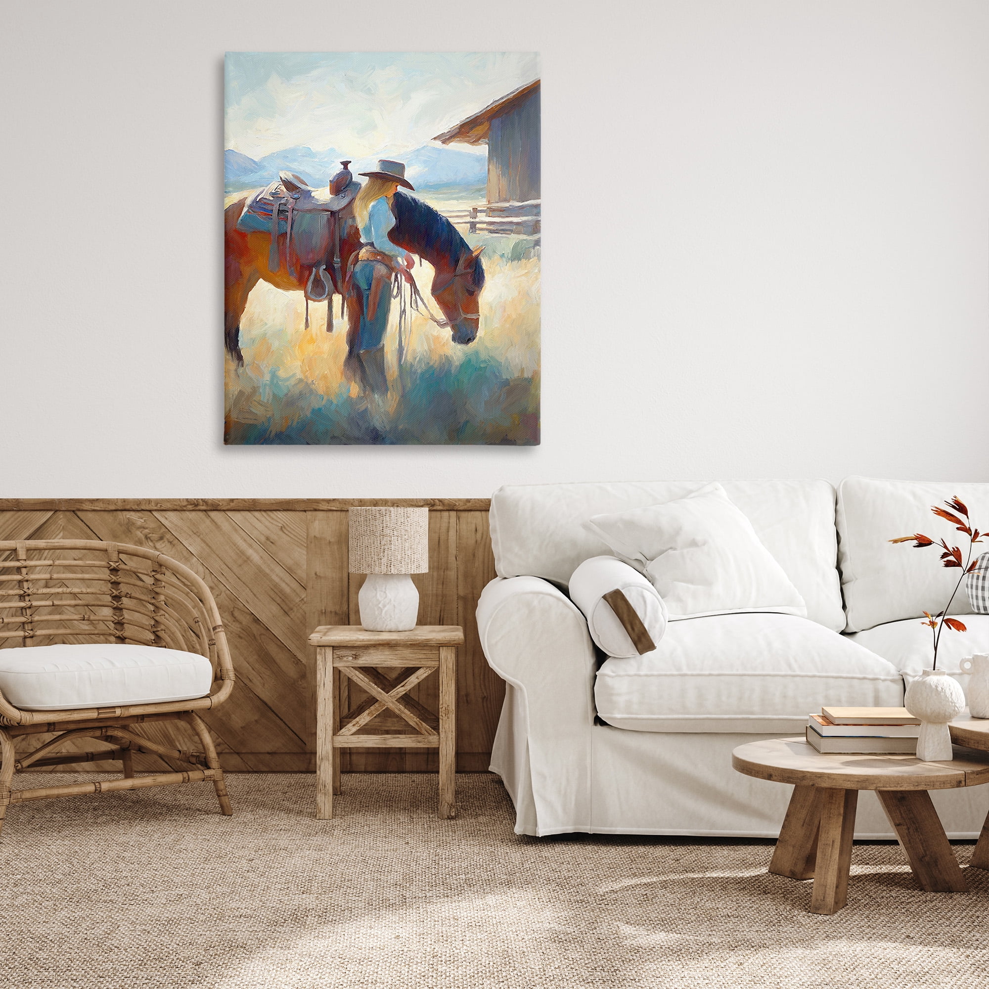 Stupell Industries Equestrian Girl & Horse Animals & Insects Painting Gallery Wrapped Canvas Art Print Wall Art, 36 x 48