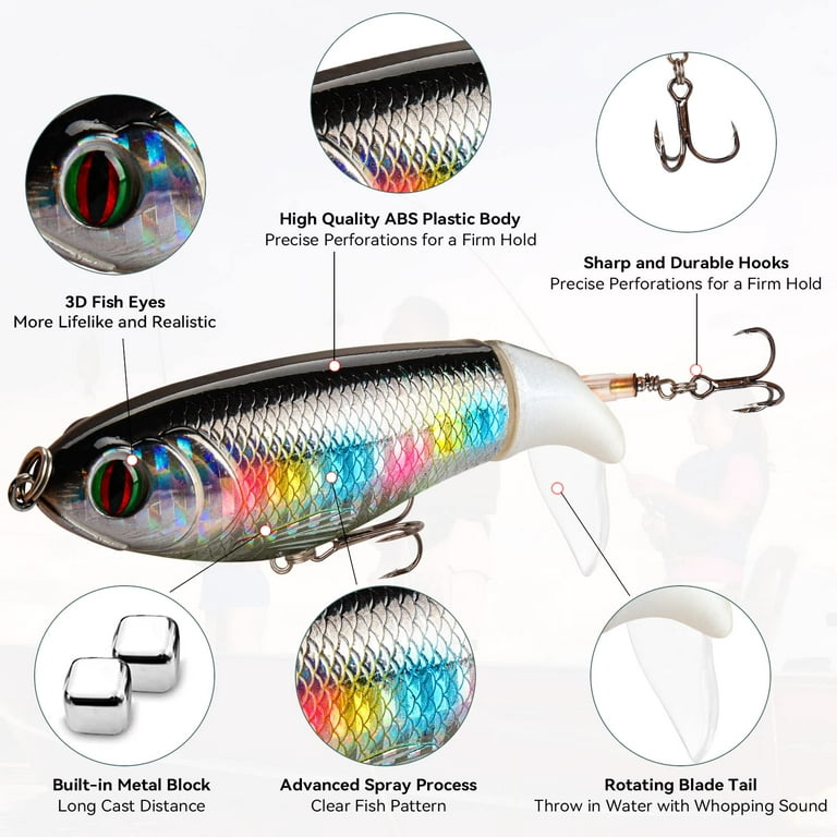 Fishing Lures for Freshwater,Fishing Lure for Bass,Trout,Walleye,Salmon, Suitable for Fresh&Saltwater,Lifelike Fish Bait Plastic Worms,Fishing  Tackle Box,Best Fishing Gifts for Men Kids 