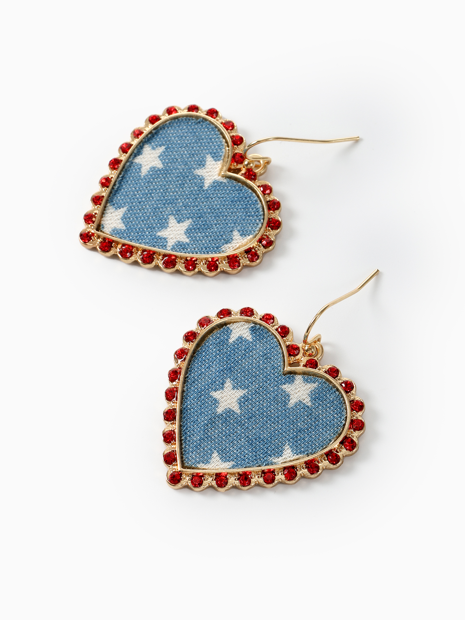 Way to Celebrate Americana Starry Denim Heart Earrings