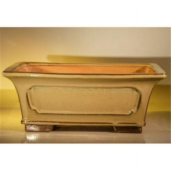 Bonsai Boy L257 12 x 9.5 x 4.75 in. Ceramic Bonsai Pot, Olive Green - Rectangle
