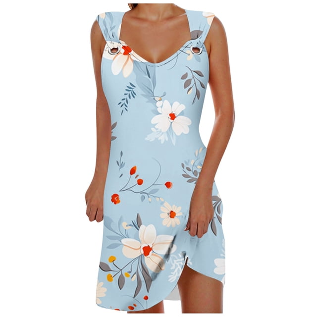 Wyzesi Robe Décontractée pour Femmes Ajustée Dames Élégante Jupe Midi à Bretelles Dames Robe Décontractée Imprimée Jupe de Plage Pyjama de Noël Costume