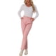 thumbnail image 2 of Pantalones de tartán a cuadros inspirados para mujer, elásticos, de cintura alta, rectos y largos, XS, rosa, 2 of 6