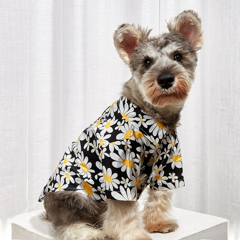Heiheiup And Pet Daisy Printing Cat Little Dog Shirt Clothes Two-legged Pet  clothes Puppy Designer Clothes 