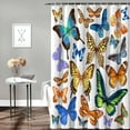 thumbnail image 3 of Shower Curtain Butterfly Animals Shower Curtains for Bathroom Decor Colorful Texture Shower Curtain Sets with Hooks Waterproof Fabric Bath Curtain Standard 72" X 72", 3 of 4