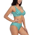 thumbnail image 2 of Kdxio Aquamarine Glitter1 Print Women's 2 Piece High Waisted Wrap Spaghetti Strap Summer Swimsuit Bikini Set-X-Large, 2 of 7