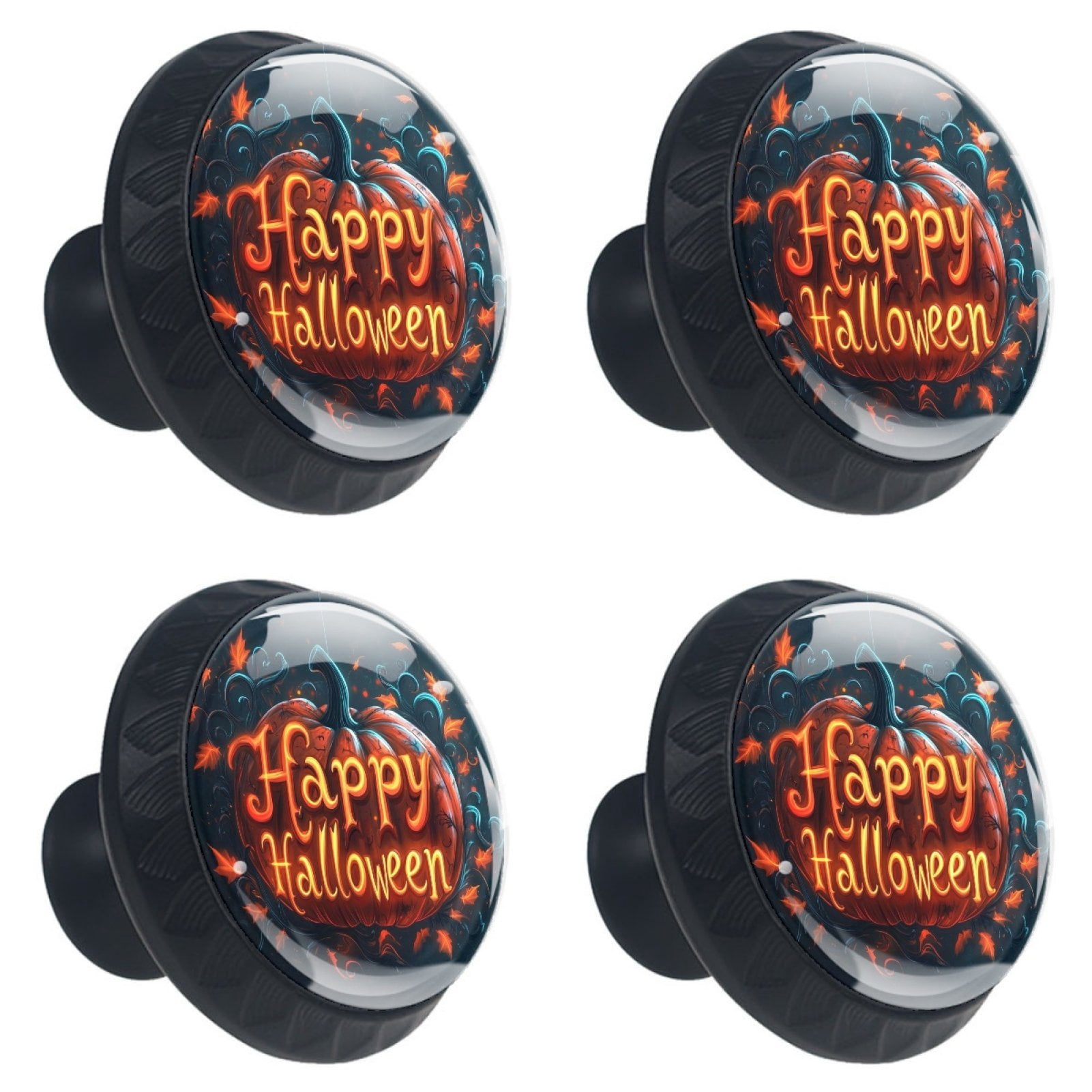 4 Pcs Happy Halloween Knobs for Kitchen Cabinet Cupboard Dresser Bookcase Drawer Pulls Handles Round Home Decor
