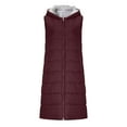thumbnail image 6 of Long Puffer Vest Women Full-Zip Hooded Sleeveless Down Jacket Coats Double Zipper Quilted Jacket Comfort Casual Winter Warm Sleeveless Hooded Coats with Pockets, 6 of 7