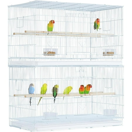 2 Pack of 30-inch Flight Bird Parrot Home Cages for Parakeets Cockatiels Conures Finches Budgies Lovebirds Canaries Small Size Birds Parrots Birdcage With Feeder Bowls Wooden Perches