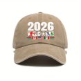 thumbnail image 4 of 2026 Soccer Fan Baseball Cap, Printed USA Canada Mexico Flags Hat, Adjustable Unisex Sporty Dad Hat for Men and Women, Casual Daily Wear Cap Khaki, 4 of 6