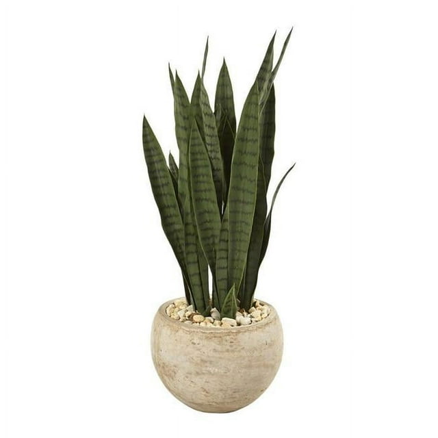 Nearly Natural T1287 32 in. Sansevieria Artificial Plant in Sand Colored Planter