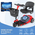 thumbnail image 4 of monicare 3 Wheels Folding Travel Mobility Scooter, Electric Powered Wheelchair Device for Travel with Basket and LED Headlights, Best Gift for Seniors, Adult, Red, 4 of 15