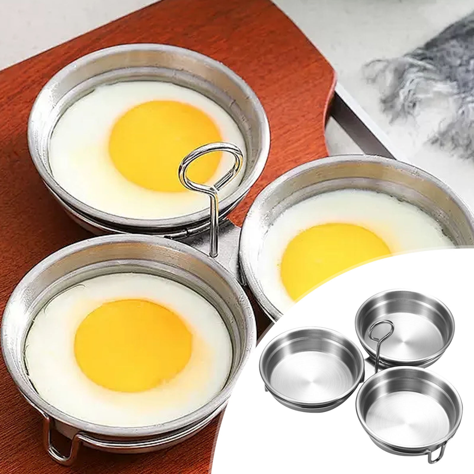 2 Packs Stainless Steel Egg Poacher Mold for Perfect Poached Eggs Boiled Eggs Omelette Maker Kitchen Tool Heart Shape Breakfast Cooking Utensil