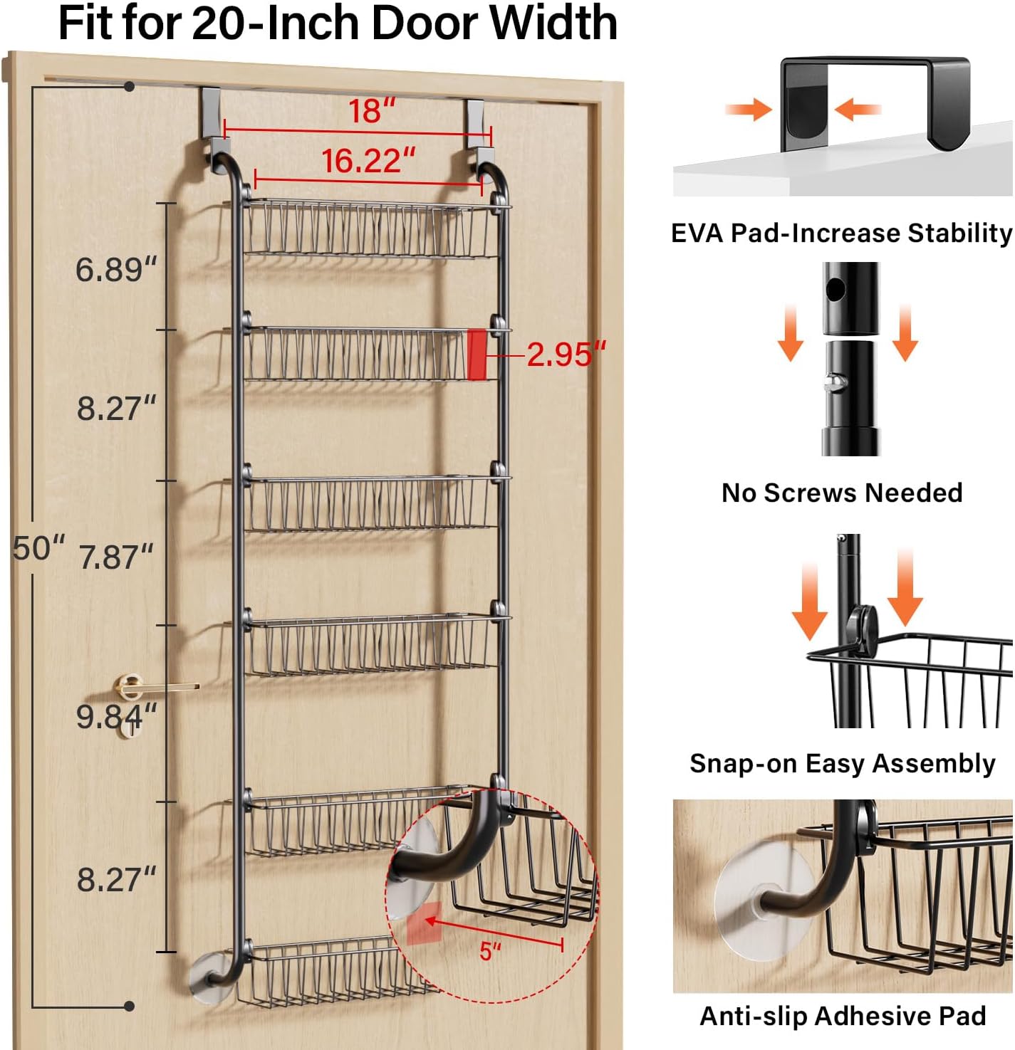TAIMASI 6-Tier Over-the-Door Pantry Organizer photo 2