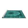 thumbnail image 2 of Ahgly Company Machine Washable Indoor Round Oriental Turquoise Blue Industrial Area Rugs, 7' Round, 2 of 4