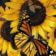 thumbnail image 6 of PIKWEEK Sunflower Gifts Sunflowers with Butterfly Yellow Botanical Nature Garden Flowers with Elastic Edge Round Tablecloth White, 6 of 8
