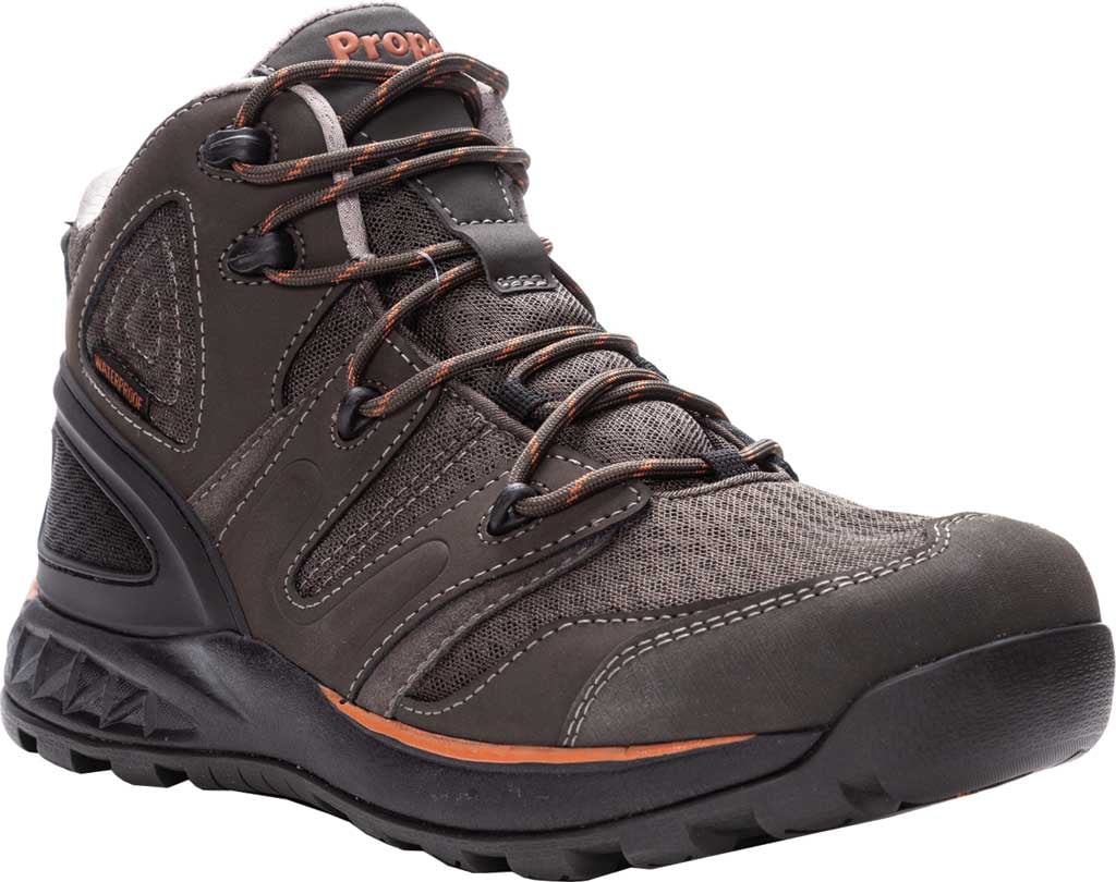 Men's Propet Veymont Waterproof Hiking Boot Gunsmoke/Orange Nubuck/Mesh ...